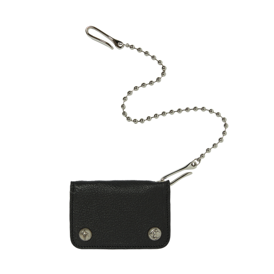 TC BALL CHAIN LEATHER CARD CASE - BLACK