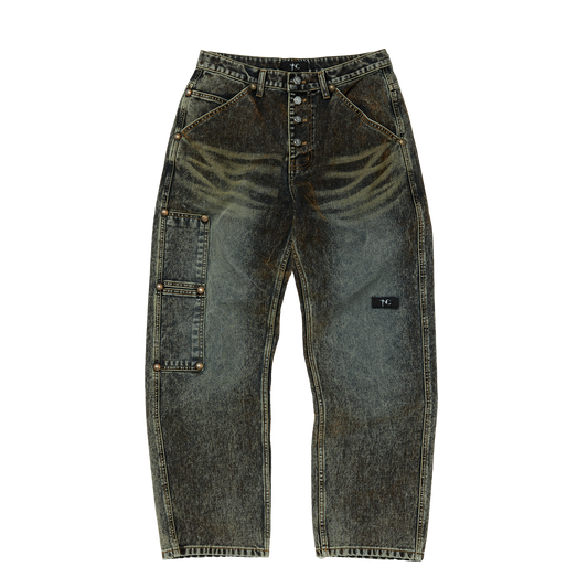 IRON FADED DENIM PANTS