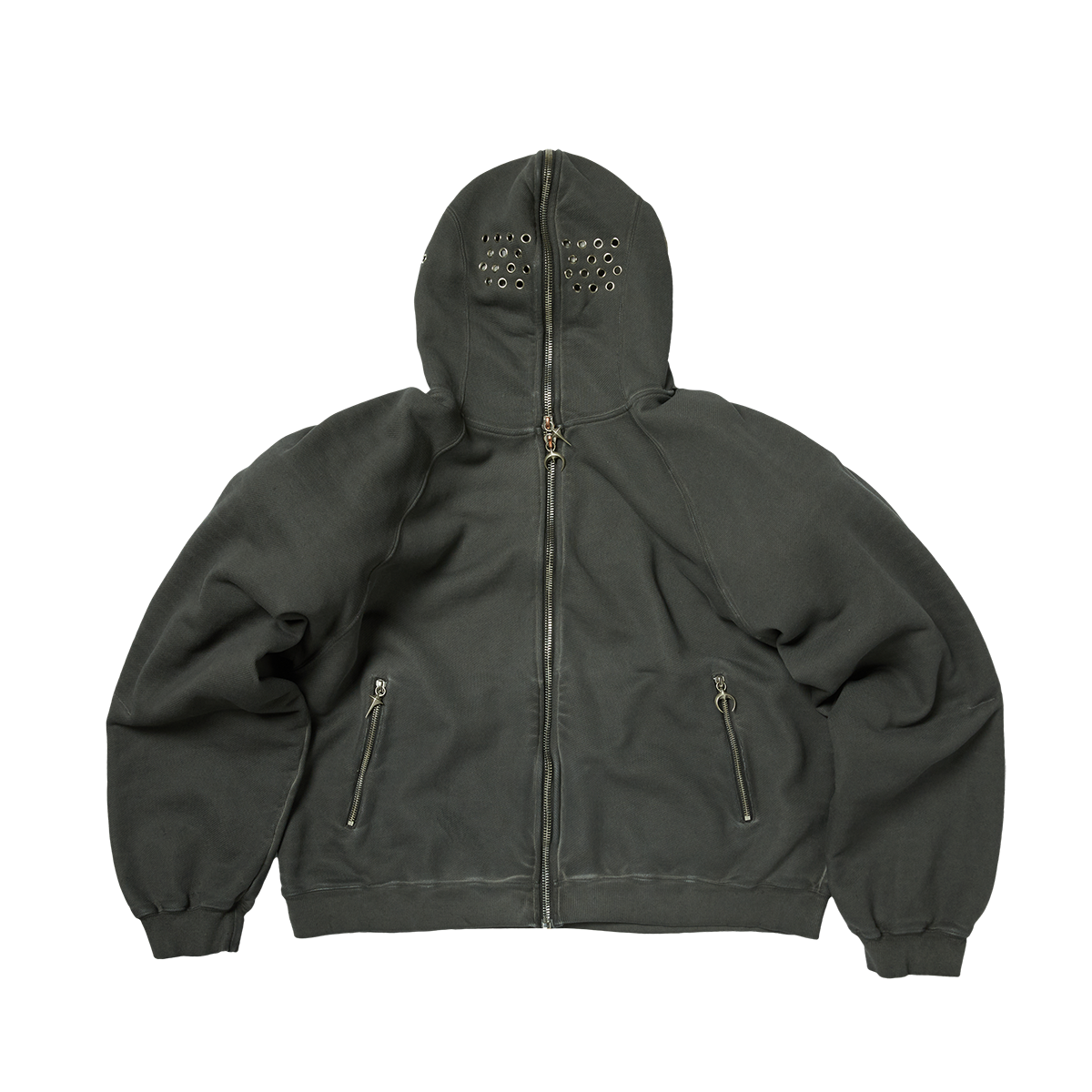 BULK SHOULDER GLADIATOR ZIP-UP HOODIE - Charcoal