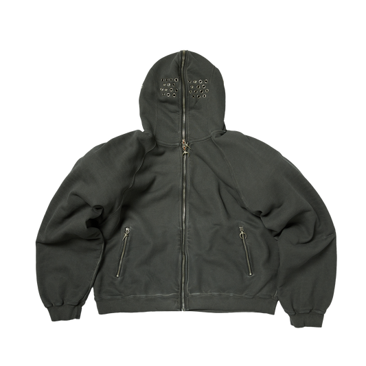 BULK SHOULDER GLADIATOR ZIP-UP HOODIE - Charcoal