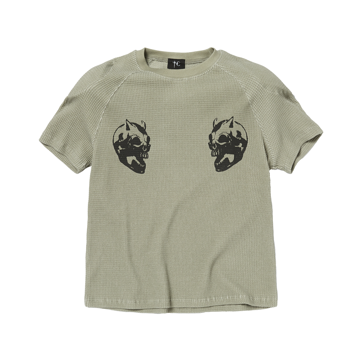 BULK SHOULDER WAFFLE T-SHIRT - BEIGE