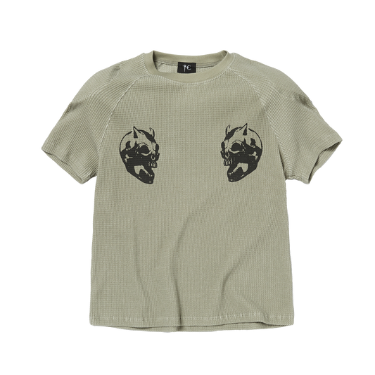 BULK SHOULDER WAFFLE T-SHIRT - BEIGE