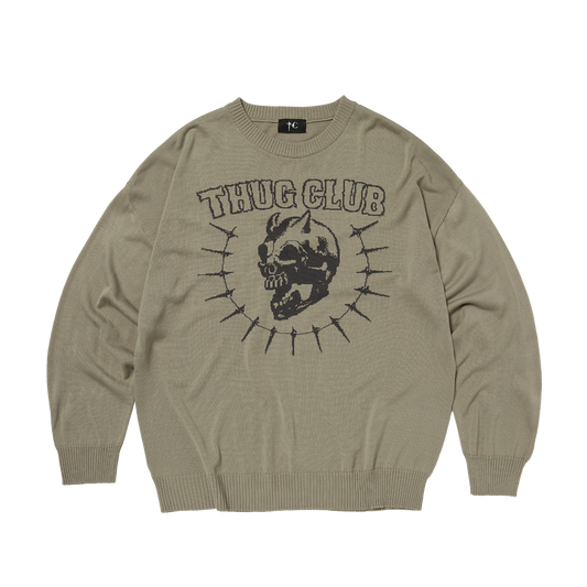 TC RIDING SKULL KNIT SWEATER - BEIGE