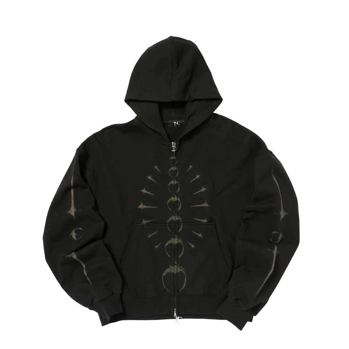 TC RIBCAGE ZIP-UP HOODIE - BLACK