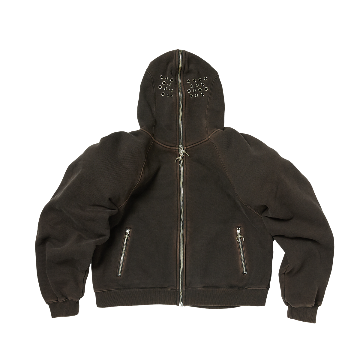 BULK SHOULDER GLADIATOR ZIP-UP HOODIE - BLACK