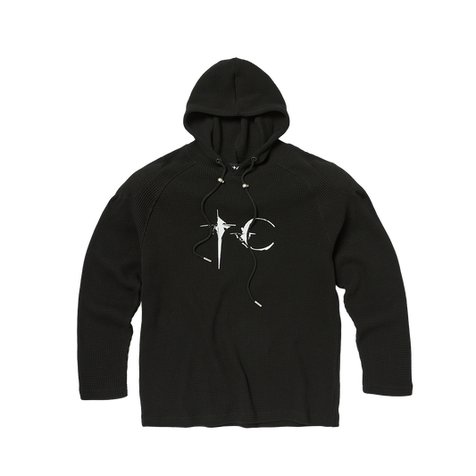 BULK SHOULDER WAFFLE HOODIE - BLACK