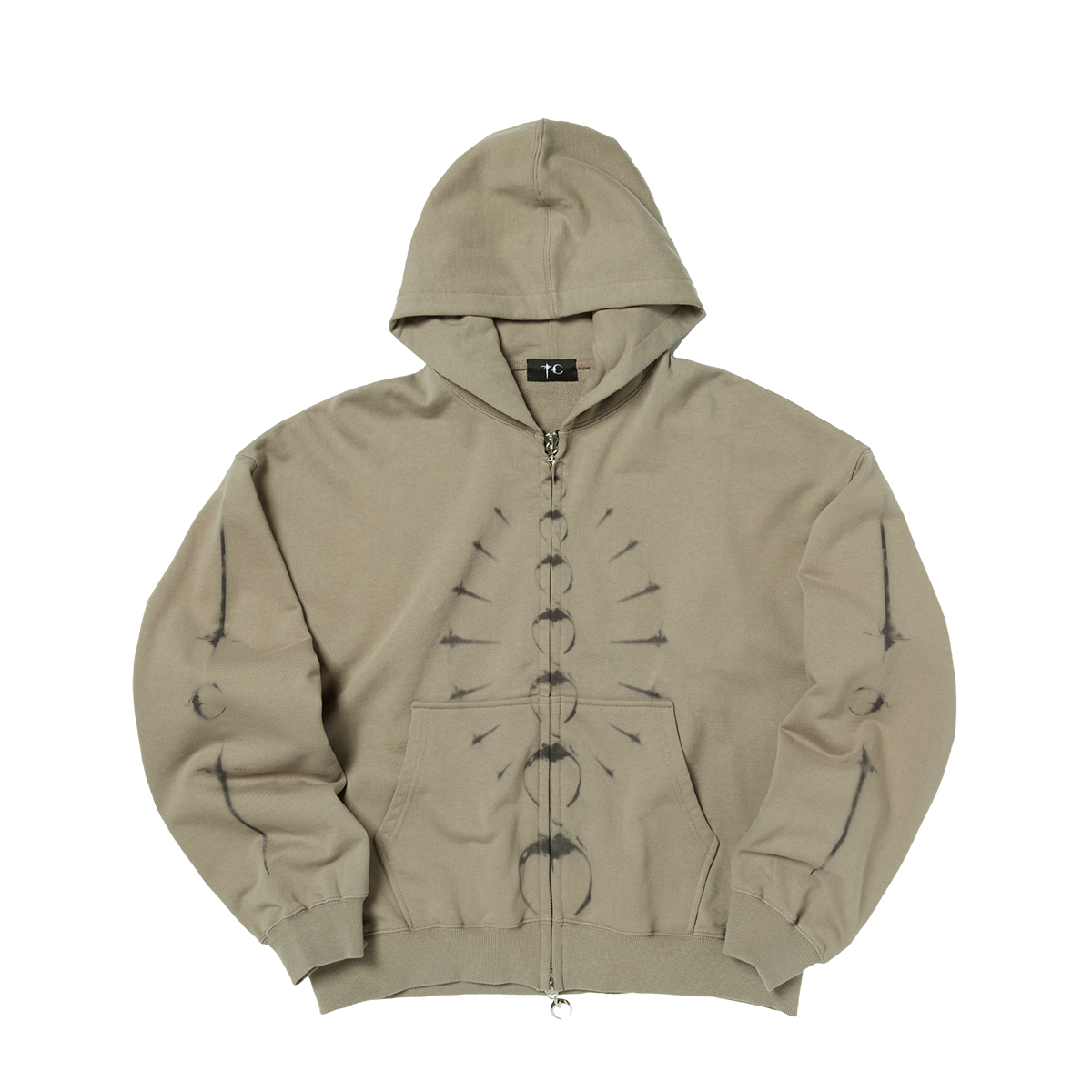 TC RIBCAGE ZIP-UP HOODIE - BEIGE