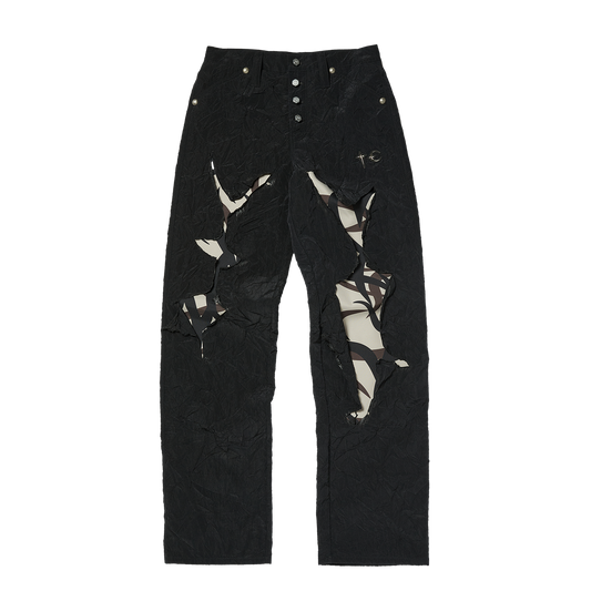 BURNT TRIBAL CAMO PANTS - BLACK