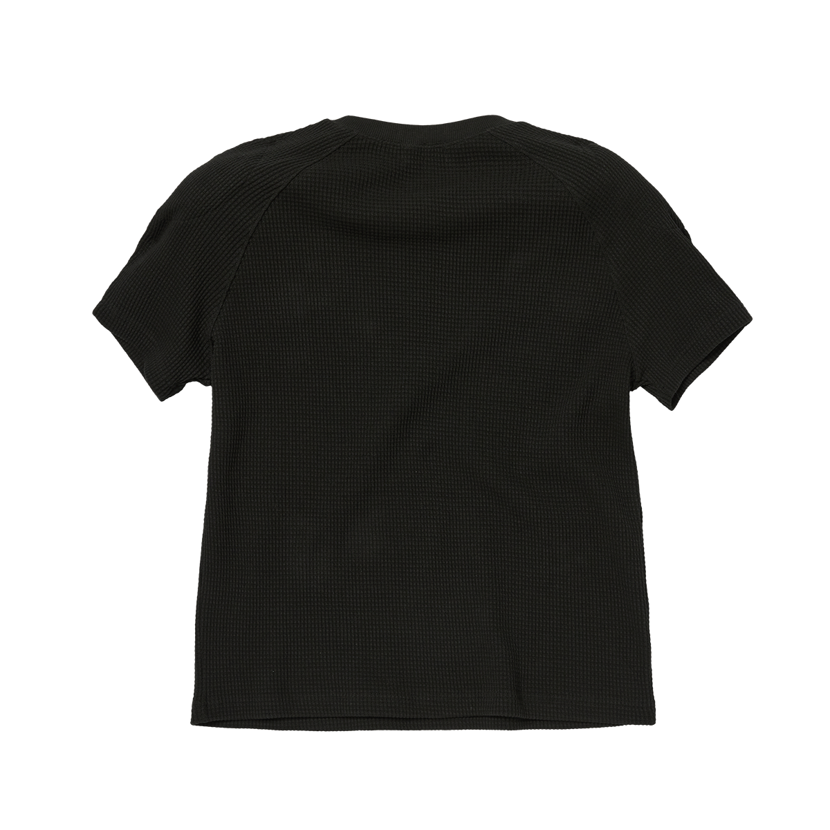 BULK SHOULDER WAFFLE T-SHIRT - BLACK