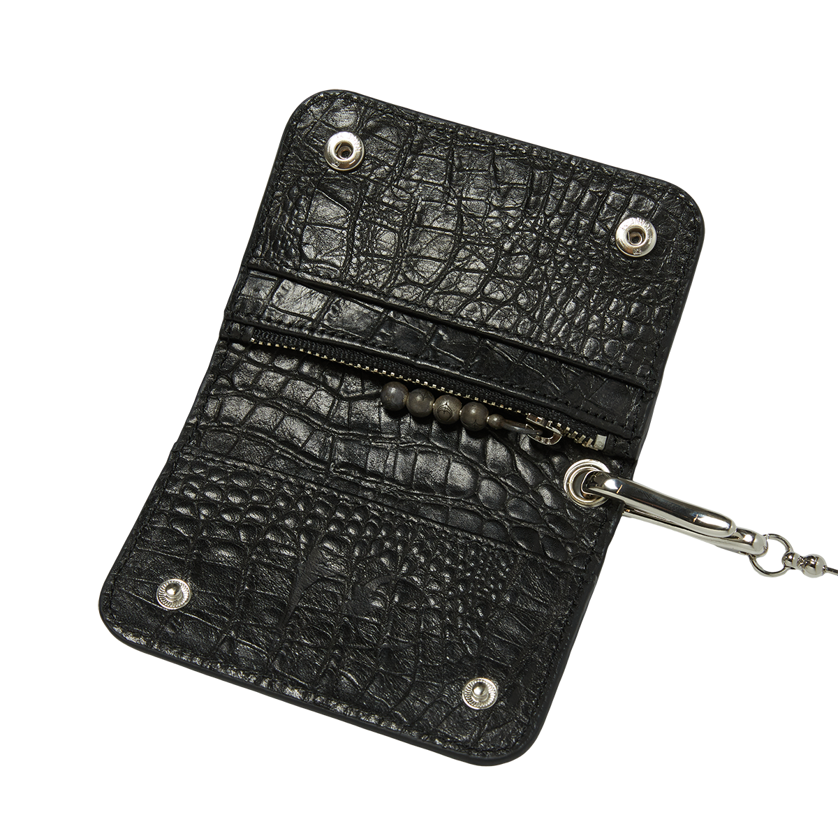 TC BALL CHAIN LEATHER CARD CASE - BLACK