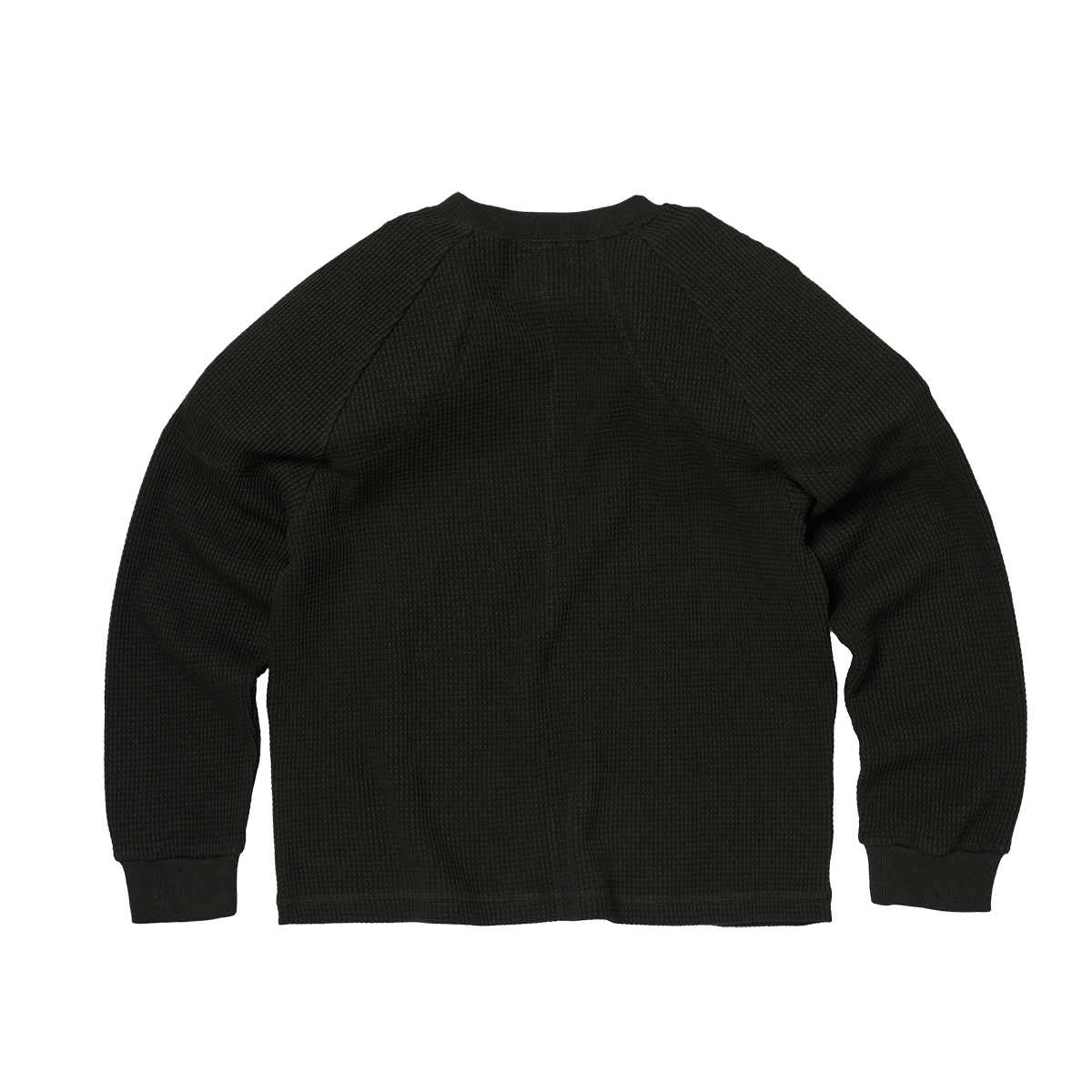 BULK SHOULDER WAFFLE LONG SLEEVE - BLACK
