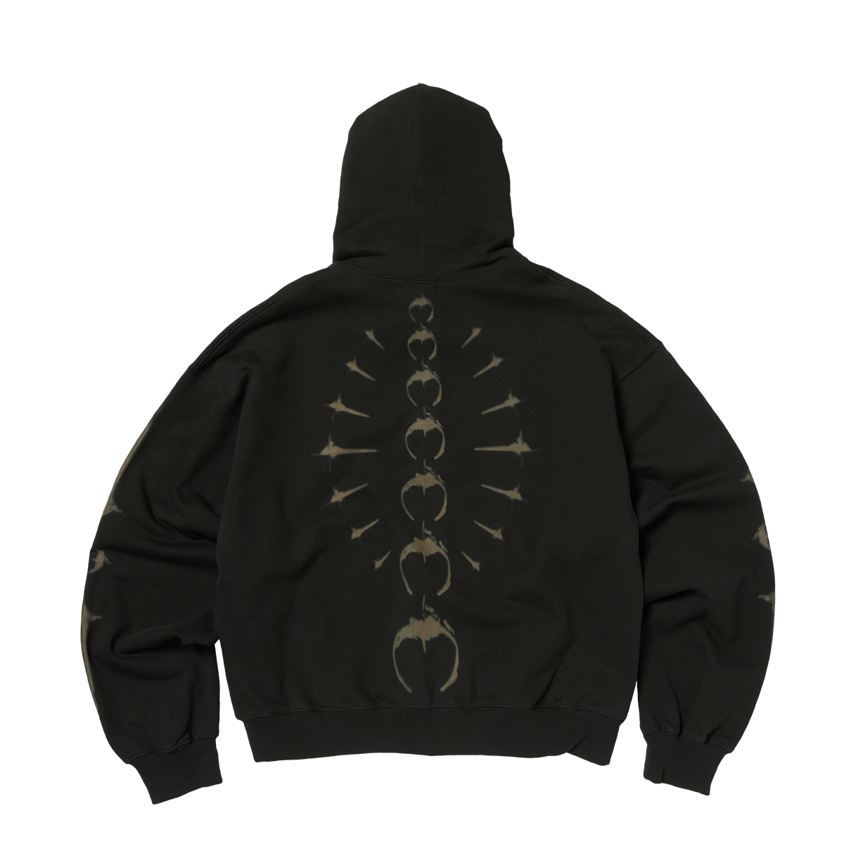 TC RIBCAGE ZIP-UP HOODIE - BLACK